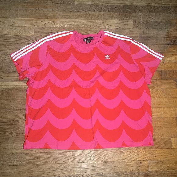 Adidas X Marimekko Shirt Wave Designer Oversized Tee Sports Pink Red 3X - Picture 15 of 15